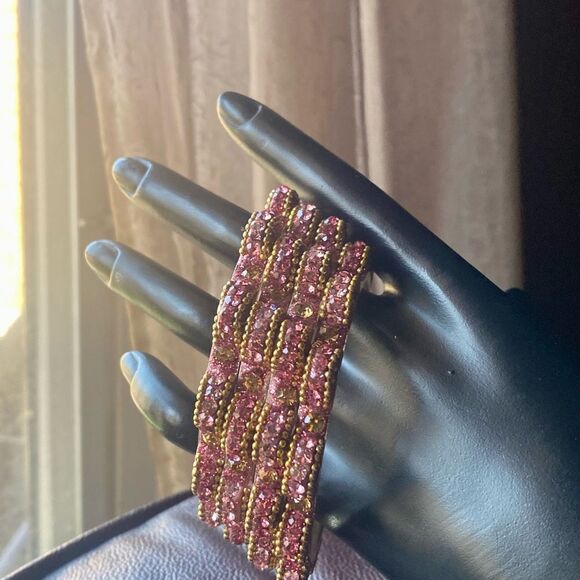 Vintage Pink Rhinestone Bracelets (4) - Picture 2 of 2